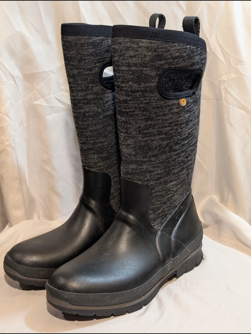 Bogs Crandell Tall Black & Gray Pull-On Waterproof Boots